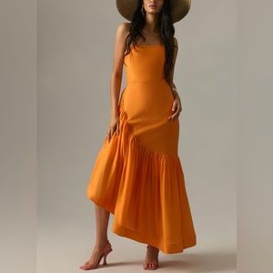 Anthropologie Orange Let Me Be Asymmetrical Dress Size XS